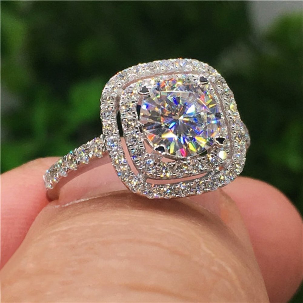 💎High Quality Shiny Round CZ Bling Square Micro ClassicUNVN12137